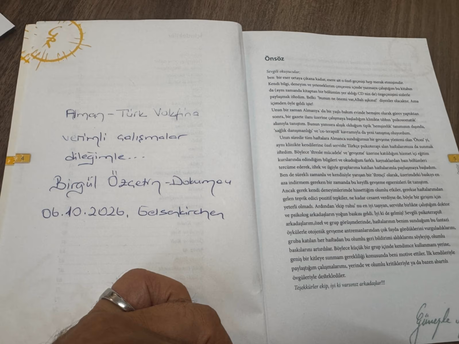 Handschriftliche Widmung von Birgül Özçetin-Dokumacı an die DETUS Stiftung, 6. Oktober 2026